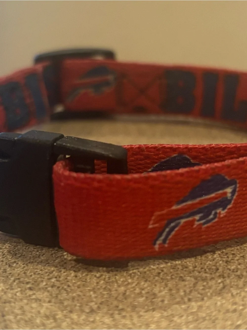 NFL Red Dog Collar with Navy Buffalo Logo
